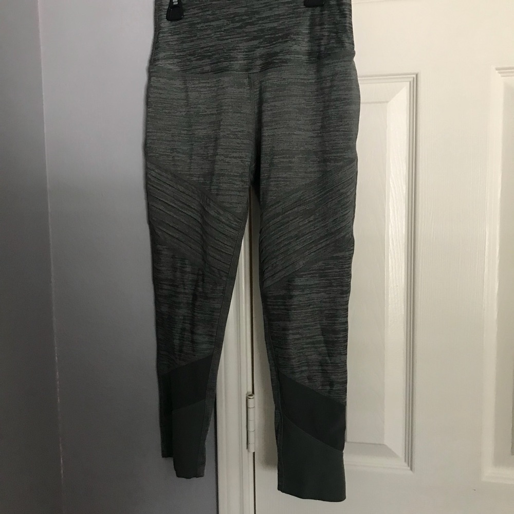 Army Green Leggings with Panel Details/Mesh